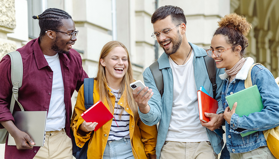 group of diverse college students